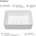 Lordear Vessel Sink Rectangle 19 Inch Bathroom Sink,Rectangular Modern Above Counter Bathroom Sinks White 19x15 Inch Porcelain Ceramic Vessel Vanity Sink Art Basin