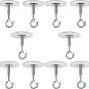 No Hole No Drilling Adhesive Ceiling Hooks for Hanging Plants Lights Wind Chimes Lantern, Sticky J Hooks Eye Hook for Hanging Indoor Outdoor (White)