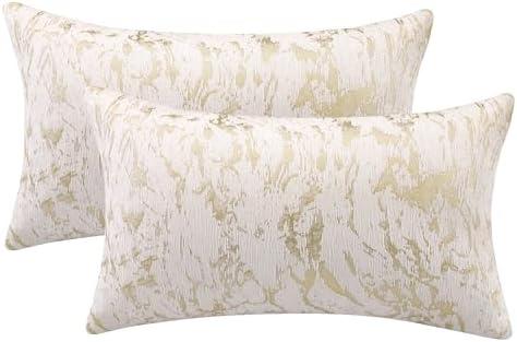 Holibeat Golden Chenille Throw Pillow Covers for Couch Home Sofa Decoration Pillow Cases Solid Dyed 12 X 20 Inches (Pack of 2)