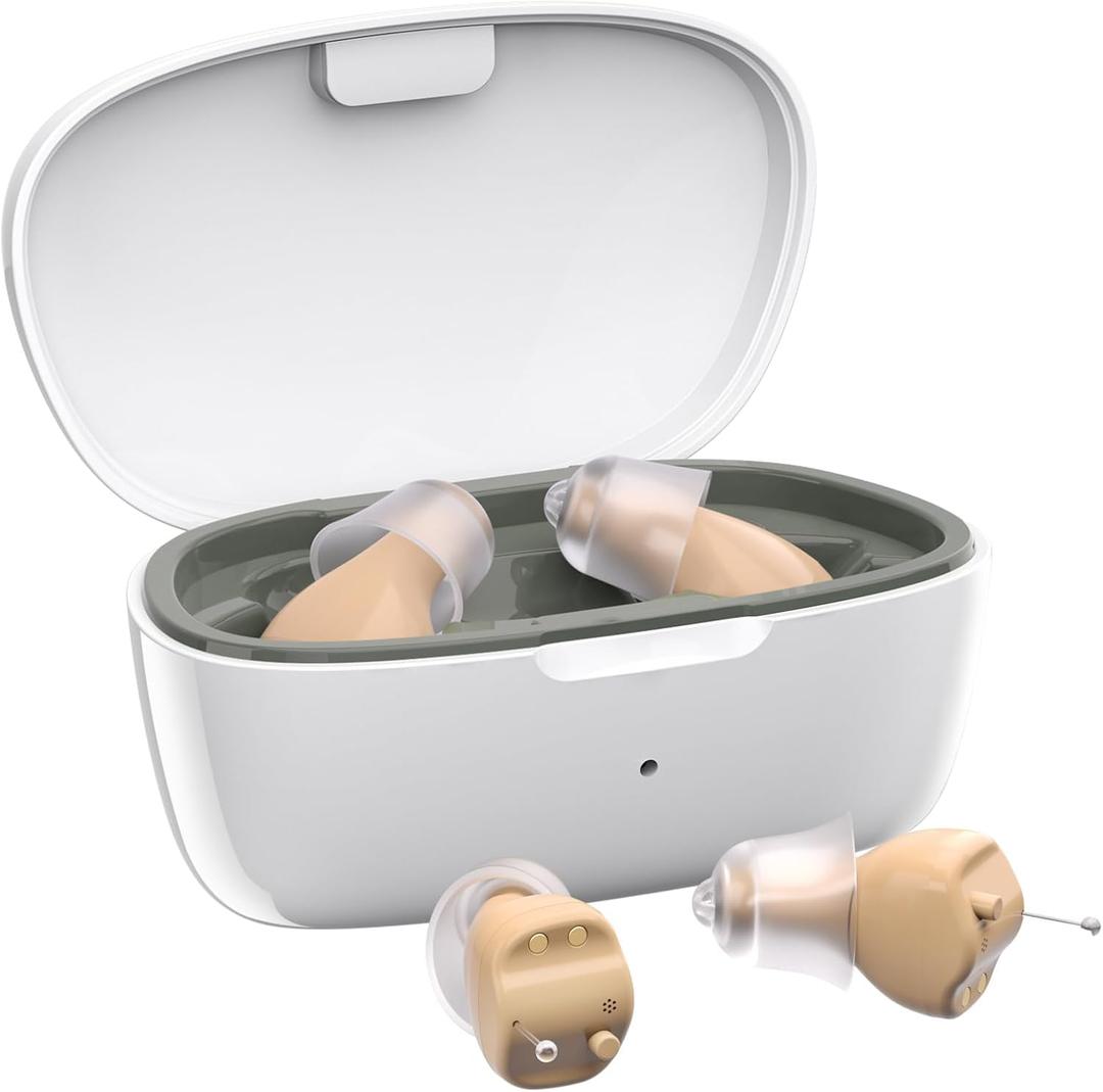 Hearing Aids for Seniors, Invisible Hearing Amplifiers with Noise Cancelling, Rechargeable Hearing Aids for Severe Hearing Loss Adults, Comfort In-ear Hearing Devices (151, White Skin) Hearing Aids for Seniors, Invisible Hearing Amplifiers with Noise Cancelling, Rechargeable Hearing Aids for Severe Hearing Loss Adults, Comfort In-ear Hearing Devices (151, White Skin)