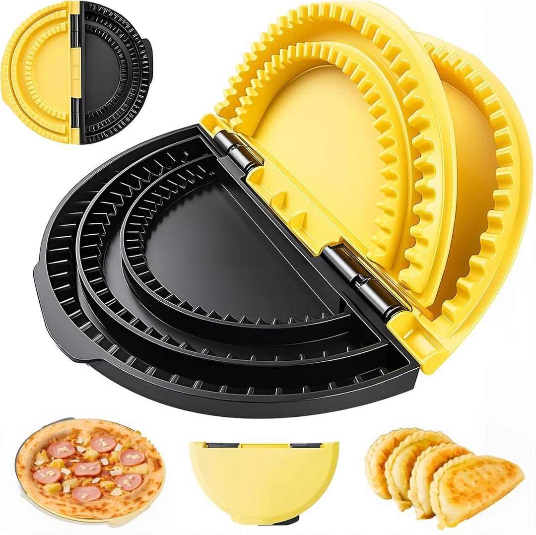 3-in-1 Tortilla Sealer - Adjustable Size For 6"-8-10" Crust,Detachable Tortilla Sealer Leak-proof Shark Tooth Design Dishwasher Safe, Suitable for Burritos,Dumplings,Pancakes (Yellow) (Yellow)
