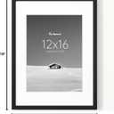 Fun Memories 12x16 Picture Frame, Display Pictures 9x12 with Mat or 12x16 Without Mat, 12 x 16 Frame for Photos, Posters & Art Prints, Gallery Photo Frames for Wall & Tabletop Display, Black, 1 Pack