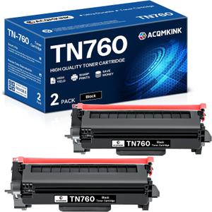 TN760 TN-760 Toner Cartridge Replacement for Brother TN760 TN-760 TN 760 MFC-L2710DW MFC-L2750DW HL-L2350DW HL-L2370DW HL-L2395DW HL-L2390DW DCP-L2550DW Printer High Yield Black 2 Pack
