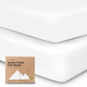 KeaBabies 2-Pack Organic Crib Sheets for Boys, Girls - 52x28 Fitted Crib Mattress Sheet Neutral, Breathable Jersey Cotton Cover for Baby Bed, Toddler Mattress, Soft & Cute Prints (Soft White)