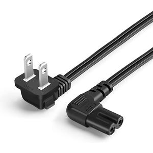 CableCreation 3 Feet 18 AWG Angled 2-Slot Non-Polarized Angle Power Cord (IEC320 C7 to Nema 1-15P), 0.915M / Black