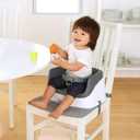 Ingenuity SmartClean Toddler Booster Seat for Kitchen Chair Lightweight for on-the-go, Easy-Clean, 3-Point Harness Strap Booster Seat for Dining Table, Slate