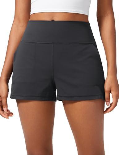 CRZ YOGA Butterlift Linerless Shorts for Women 3" - High Waisted Comfy Yoga Casual Lounge Workout with Pockets Mysterious Grey X-Small at Amazon Womens Clothing store