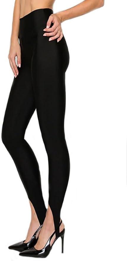 JJJ Fashion Yoga Terricot Hi Waist Stirrup Leggings-Made in USA (Small, Black)