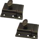 QCAA Oval Turn Cabinet Latch, for Cupboard & Other Furniture, Large, Antique Brass, Made in Taiwan, 2 Pack