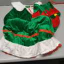 Nuanchu 14 Pcs Women Christmas Elf Costume Set Christmas Velvet Dress Santa's Helper Costume Outfit for Xmas Party Cosplay (Green, XL)