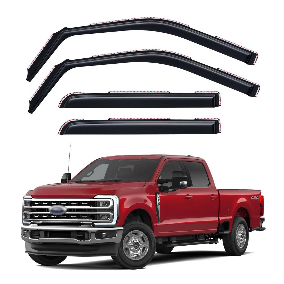 in-Channel Window Visors Rain Guards for 2017-2026 Ford F250 F350 F450 F550 Super Duty SuperCrew, Window Vent Wind Shades Deflectors for 17-26 F-250~F-550 SD Crew Cab