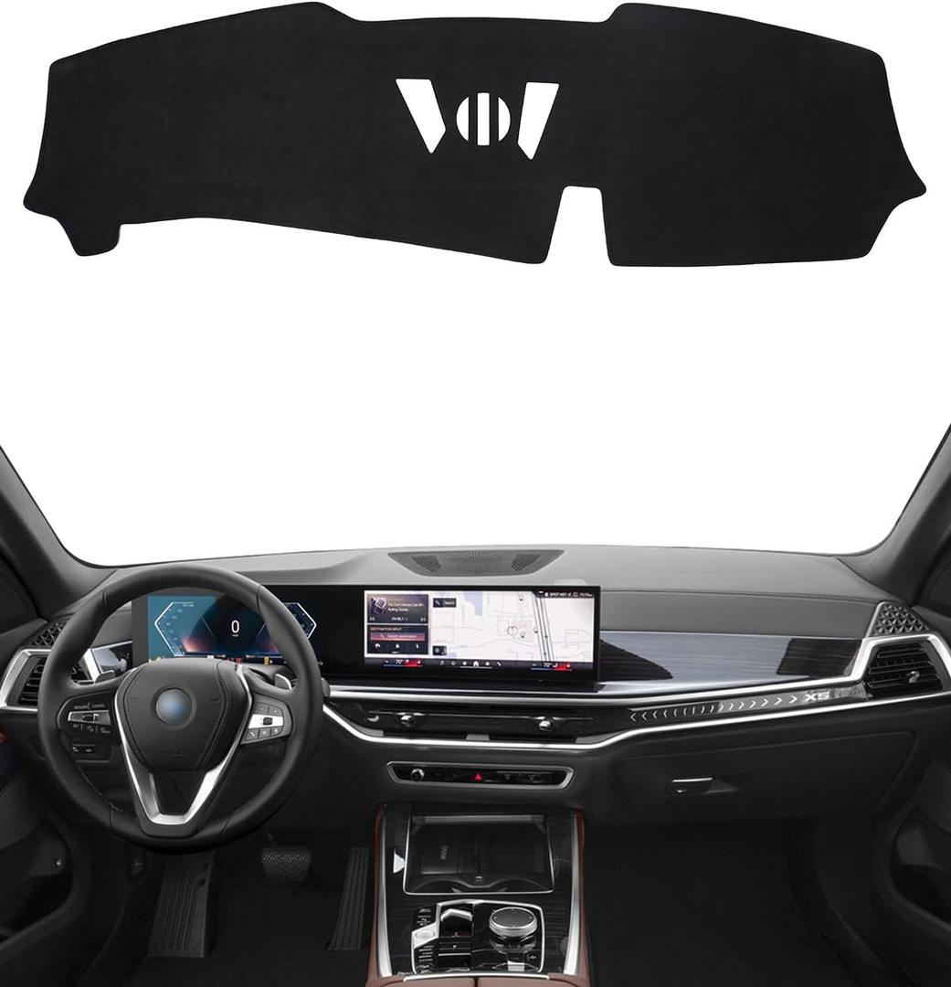 BIBLOZ Dash Cover for BMW X5 2024 2025 & BMW X7 2023-2025 Accessories Black Flannel Dashboard Cover Mat Car Dashboard UV Sun Protection(No HUD)