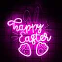 Easter Neon Sign for Wall Decor Rabbit Happy Easter LED Neon Light Window USB Powered for Wall Room Gift Party Decoration (Deep Pink,Happy Easter-03)