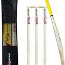 SPORTAXIS- Wooden Cricket Set- Contains Bat, 2 Light Tennis Balls, 3 Stumps, 2 Bails and Stylish Carry Bag- Perfect for Beach and Backyard Cricket for Kids.