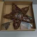 Christmas Tree Topper Star,Rattan Christmas Tree Topper with 50 LED Light,10 Inch Warm White Light Rustic Star for Christmas Tree Decoration Holiday Farmhouse Decor Battery & USB Powered