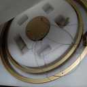 LED Ring Chandelier Brass Gold Chandelier Dimmable Round Foyer Chandeliers Light Modern Circular Chandeliers for Dining Room Entry Bedroom Office Living Room, 24in