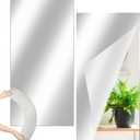 Queekay 2 Pcs Home Gym Mirrors 12" x 24" Acrylic Wall Mirror Tiles 2mm Thick Self Adhesive Mirror Sheets Frameless Wall Mounted Mirror Stickers Decor for Workout Bedroom Ceiling