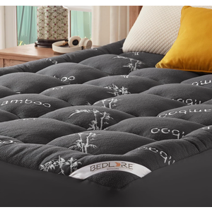 BEDLORE King Mattress Topper Viscose Derived from Bamboo, Thick Pillow Top Mattress Pad with Stretchable Pockets for 6"-18" Mattress, Soft Breathable Mattress Topper for Back Pain Relief(Dark Gray)