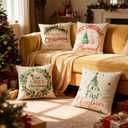 Newwiee 4 Pcs Christmas Pillow Cases 18 x 18 in, 1st Xmas As Mr and Mrs Decoration, Our First Christmas Married Newlywed Gifts for Couples 2026, Romantic Anniversary Engagement for Bride Shower Gifts