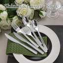 150PCS Silver Plastic Silverware, Heavy Duty Plastic Cutlery Set, Disposable Utensils - 50 Forks, 50 Spoons and 50 Knifes for Party, Wedding and Events