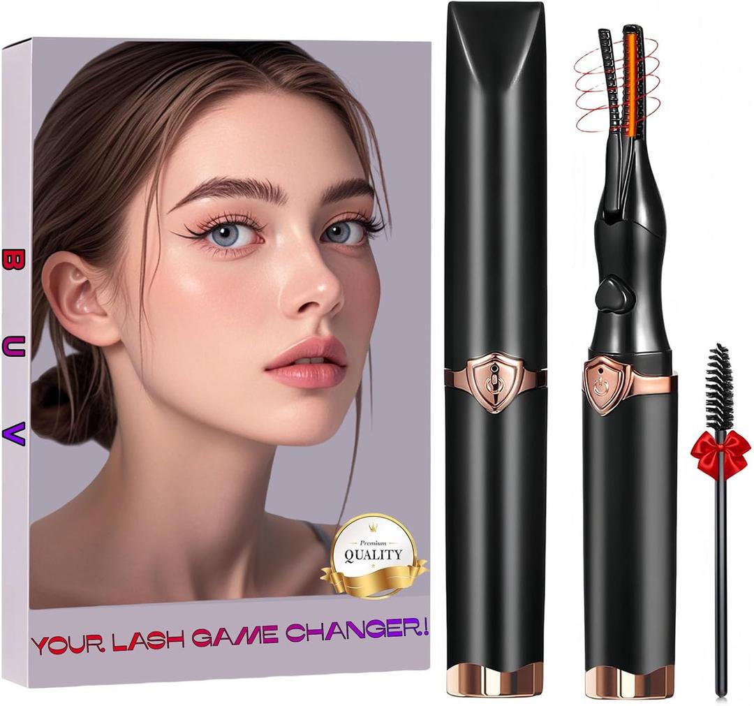 Heated Eyelash Curler - 2 in 1 Clip-Type Eyelash Curlers - Electric Eyelash Curler Rechargeable for 24H Long Lasting, 3 Heating Modes, 8S Fast Heating, Makeup Tool Gifts for Women, Black-F