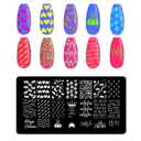 5pcs Nail Stamp with Nail Stamper and Scraper, Heart Geometry Nail Stamping Plates Nail Art Stamp French Tip Stamps Tool Nail Stencils Template for DIY Nail Art Accessories