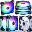 DS RGB Fans, 120mm 6 Pack Case Cooling LED Fans for White Black PC Case, CPU Cooler and Radiators System (DK Series)