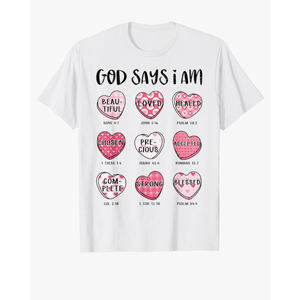 Christian Valentine God Says Bible Verses Hearts For Women T-Shirt ,Size XXL 