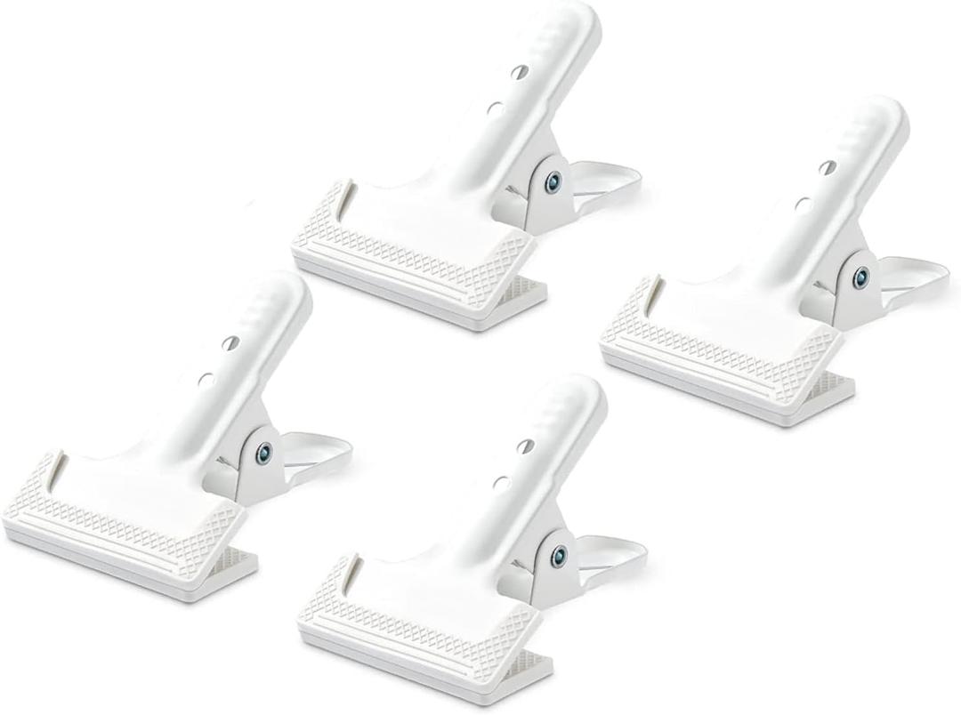 Heavy-Duty Spring Clamps (4-Pack) - 4" Clips for Photography Backdrops, Woodworking, and Home Improvement (White)