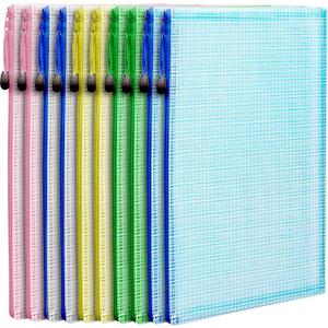 LEOBRO Mesh Zipper Pouches Bags, 10PCS Zipper Pouch, A4 Mesh Bags with Zipper, Zipper Pouches for Organization, Storage Bags for School Office Travel Supplies, File Jackets & File Pockets