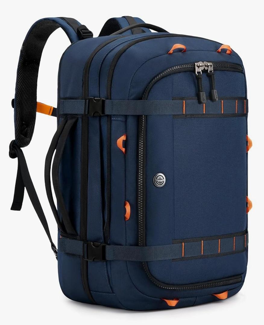 Tolaccea Travel Laptop Backpack, TSA Flight Approved Carry On Travel Duffel Backpack, Dual Laptop Storage for 17.3" and 15.6" Laptop, Large Luggage Backpack 40-45L Expandable for Men Women (Navy Blue)