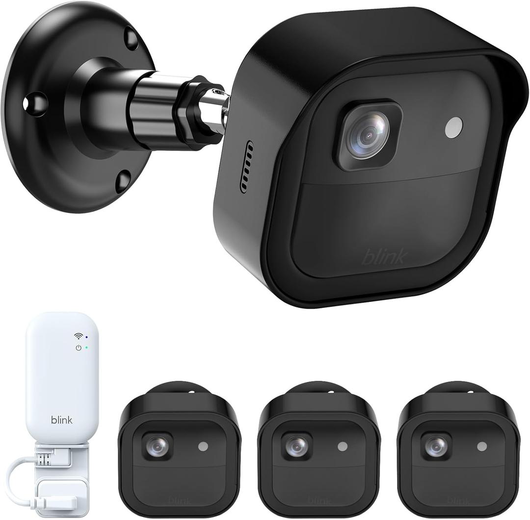 Blink Camera Mount for Outdoor 2K+, 3 Pack Protective Housing and 360 Adjustable Bracket, Snap-On Case for Easy Battery Change, Cable Management Blink Sync Module Mount(Black)