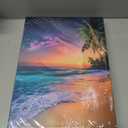 Weiyiart 3-Piece Tropical Beach Wall Art, Northern Lights Ocean Sunset Canvas Prints, Palm Tree Coastal Seascape Decor for Living Room Bedroom Bathroom Office, 12"x16" Set of 3