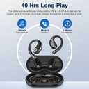Open Ear Clip Wireless Earbuds Bone Conduction Headphones, Bluetooth 5.4, Open Ear Design for Running Fitness,OfficeBuilt-in Mic, IPX7 Waterproof, LED Display Charging Case,Ear Hooks Black