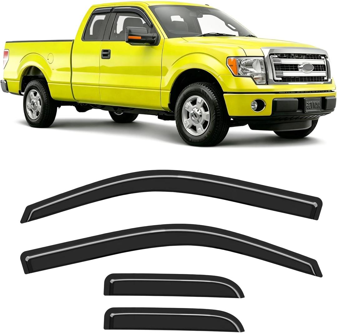 Window Visors Rain Guards for Ford F150 Extended Cab/SuperCab 2004-2014