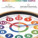 Oyster&Pop Kids Clock - Silent 14" Analog Learning Wall Clocks - Award-Winning Telling Time Teaching Clock for Kids - Large for Classrooms Homeschool & Bedrooms - Includes eBook