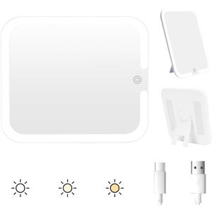Relavel Makeup Mirror with Lights, LED Replacement for Makeup Bag, 3 Color Lights, Brightness Adjustable, 8.3 x 5.1 Inches