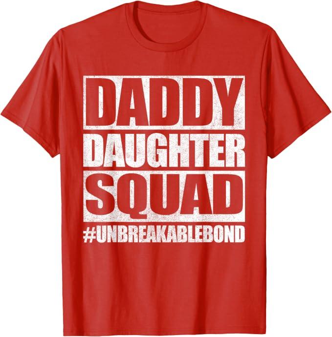 Daddy and Daughter Father Daughter Squad Matching T-Shirt (Red, L)
