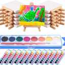Fuutreo 24 Pcs Watercolor Paint Sets 3x4 Mini Canvas Easel Paints Brush Set Art Party Favors and Party Supplies Watercolor Paint Favors Washable Bulk for Birthday Prizes