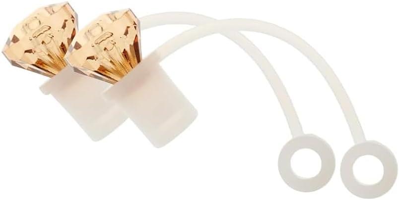 2Pcs Yellow Diamond Straw Toppers for Stanley Cup, Silicone Straw Covers Cap for Stanley Cup Accessories, 10mm Straw Tip Cover, Dustproof Drinking Straw Protector Cover for Water Bottles