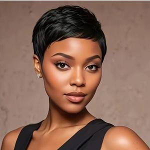 Pixie Cut Wig - Synthetic Wigs for Black Women, Short Pixie Cut Wig, Black Wigs
