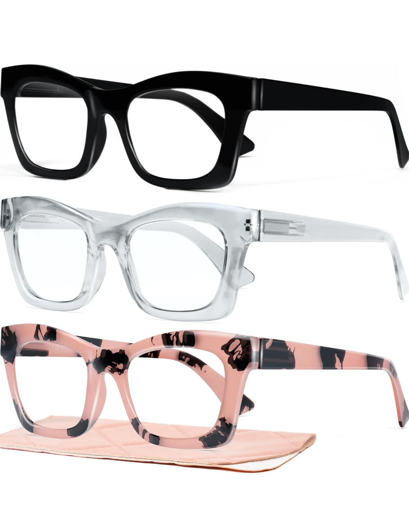 CCVOO Stylish Reading Glasses for Women, Eyeglasses, Blue Light Readers for Women, Computer Eye Glasses, Cheaters, +0.5