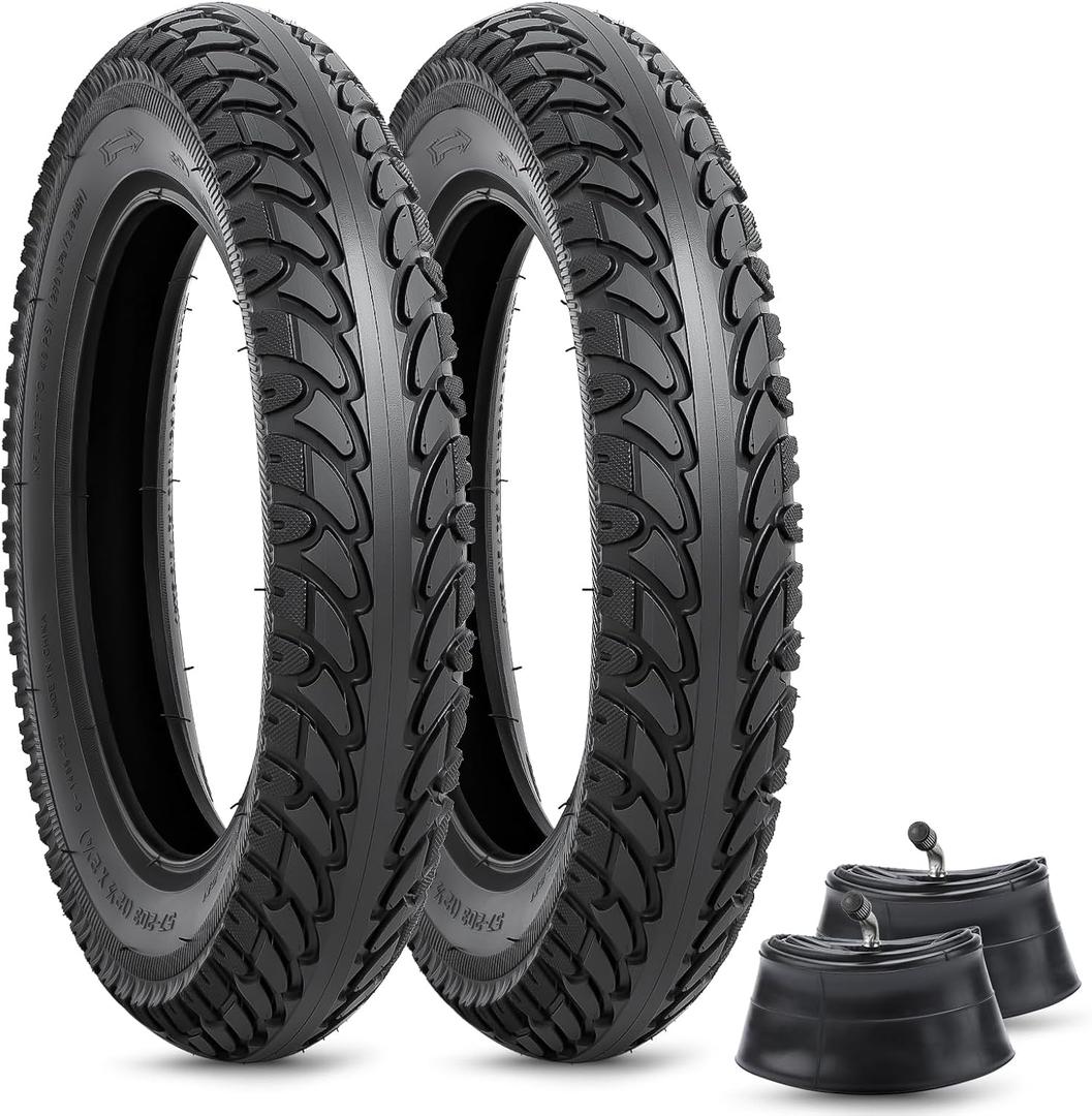 12 1/2 x 2 1/4 Replacement Tire and Inner Tube, 12.5x2.25 Tube with CR202 Angled Valve Stem, 12-1/2 x 2-1/4 Tyre Fit for Electric Scooter Razor Pocket Mod, Currie, Schwinn, GT, IZIP, eZip(2 Sets)