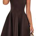 BTFBM Summer Dresses for Women 2026 Elegant Classy Formal A Line Sleeveless Party Cocktail Mini Dress Fashion Clothing (Brown, L)