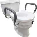 Carex E-Z Lock Raised Toilet Seat With Handles, 5" Toilet Seat Riser with Arms, Handicap Raised Toilet Seat For Seniors and Elevated Toilet Seat