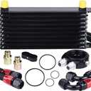 EVIL ENERGY 10 Row Oil Cooler Kit, 10AN Transmission Engine Cooler Japanese Radiator Universal Aluminium Black