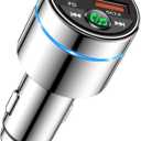 FM Transmitter for Bluetooth 5.3, [All-Metal] PD 30W & QC3.0 18W Fast Car Charger, Wireless FM Radio Kit Bluetooth Car Adapter, Noise Cancelling Hands-Free Call, Blue Light - Silver