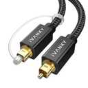 IVANKY Optical Audio Cable 6ft/1.8M, Nylon Braided, 24K Gold-Plated, Slim Metal Case, CL3 Rated, S/PDIF Toslink Digital Audio Fiber Optic Cable for Home Theater, Sound Bar, TV, PS4, Xbox, Samsung (Black)