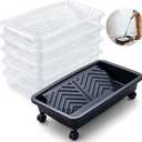 Geetery 20 Inch Rolling Paint Tray with Wheels, 5 Disposable Liners, Black