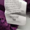 Sexy Split Mesh Lace Floral Sheer Babydoll Lingerie Outfit Dress 2 Piece with Thong Set (Medium, Long Purple)